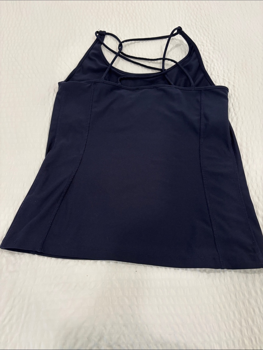 Pilates Women’s Navy Strappy Active Tank Top with built-in bra‎ women’s small - Picture 2 of 4
